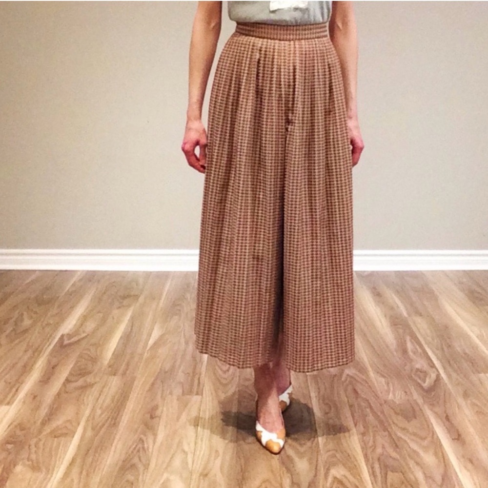 Massimo Dutti Houndstooth Highwaist Wideleg Coulotte Pant